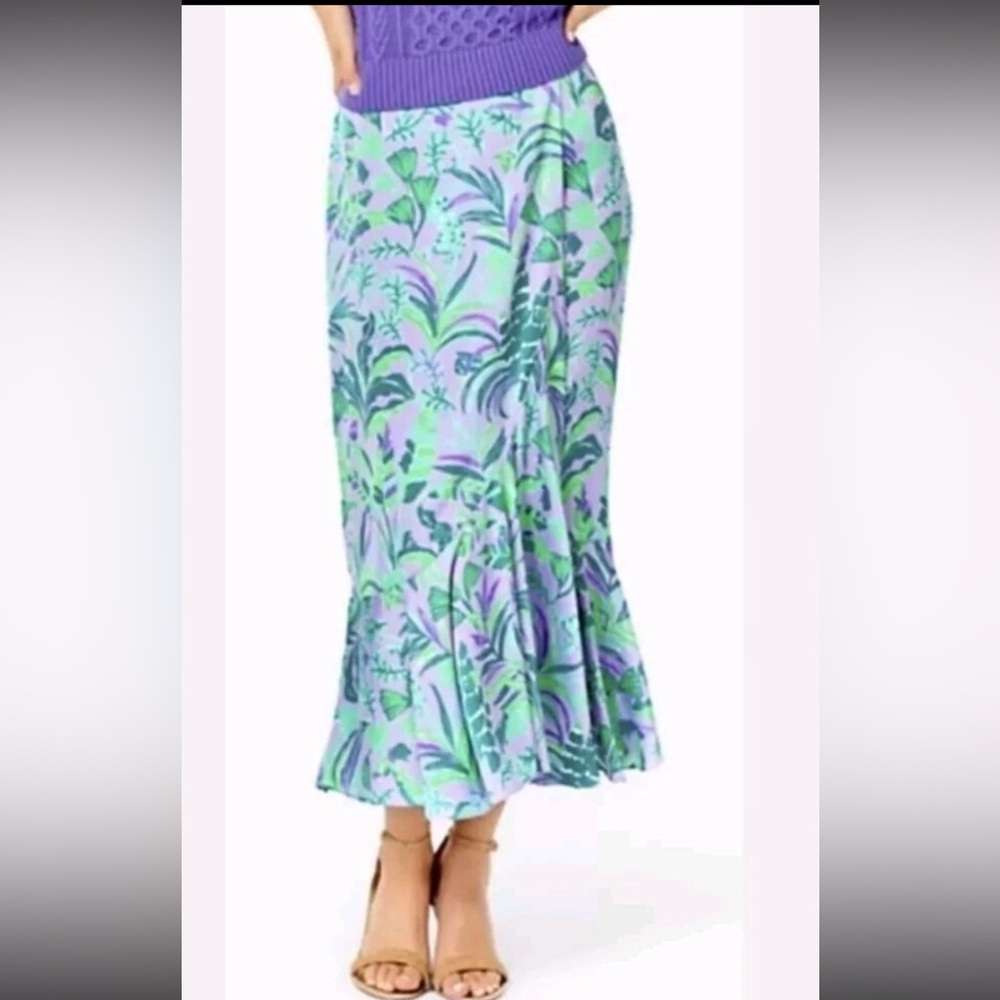 Lilly Pulitzer Britney Midi Skirt Purple Iris Faux Wrap NWOT